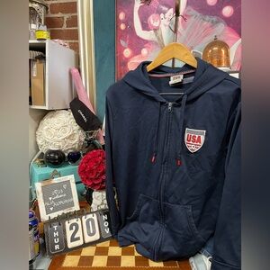 Men's U.S. Soccer Icon Sports Full Zip Hoodie Jacket Striker L Blue MSRP $75